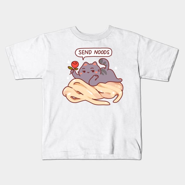 Send Noods Romantic Cat Kids T-Shirt by vooolatility